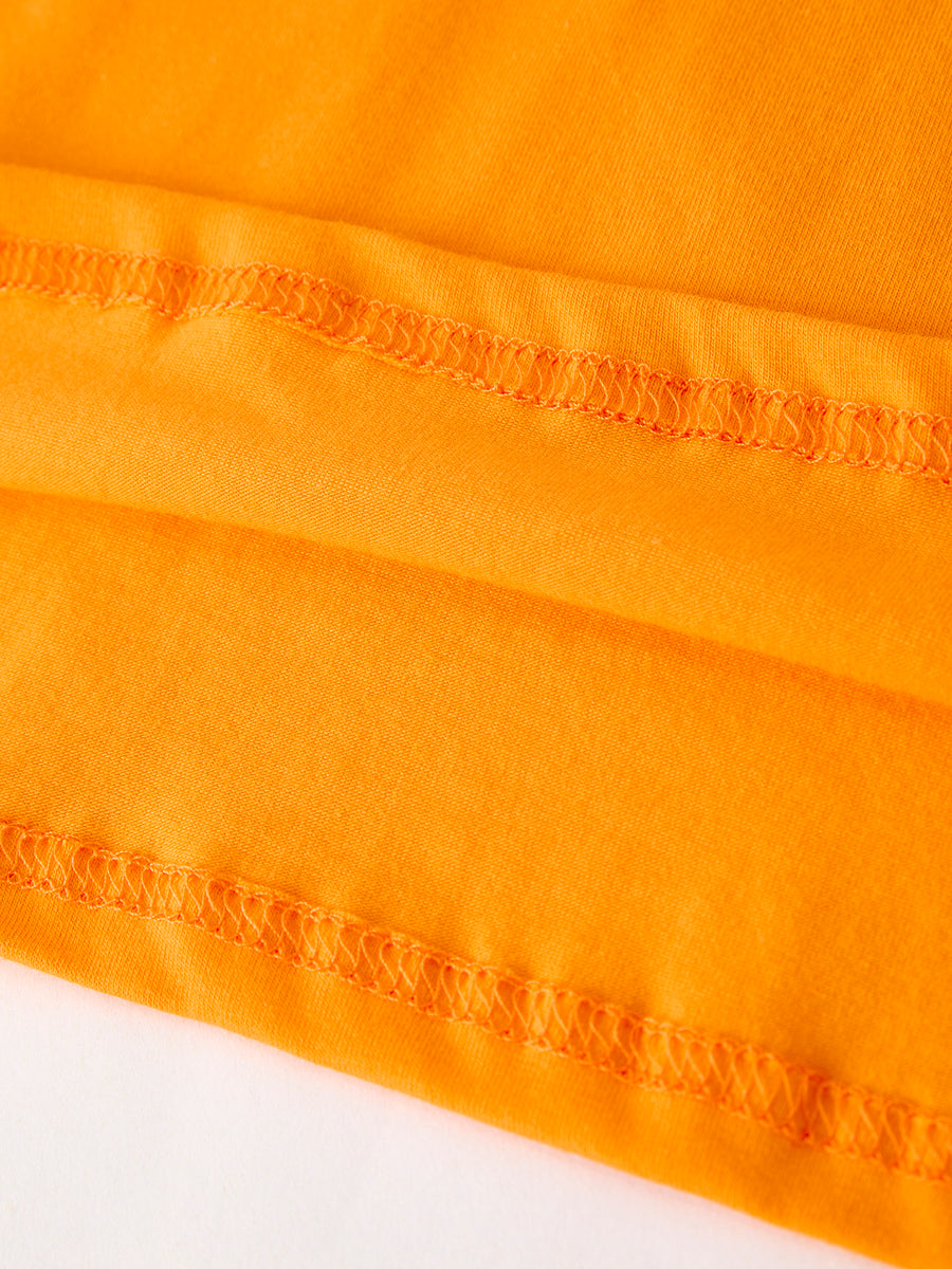 Fall Halloween Orange Embroidery Smocking Boys Set