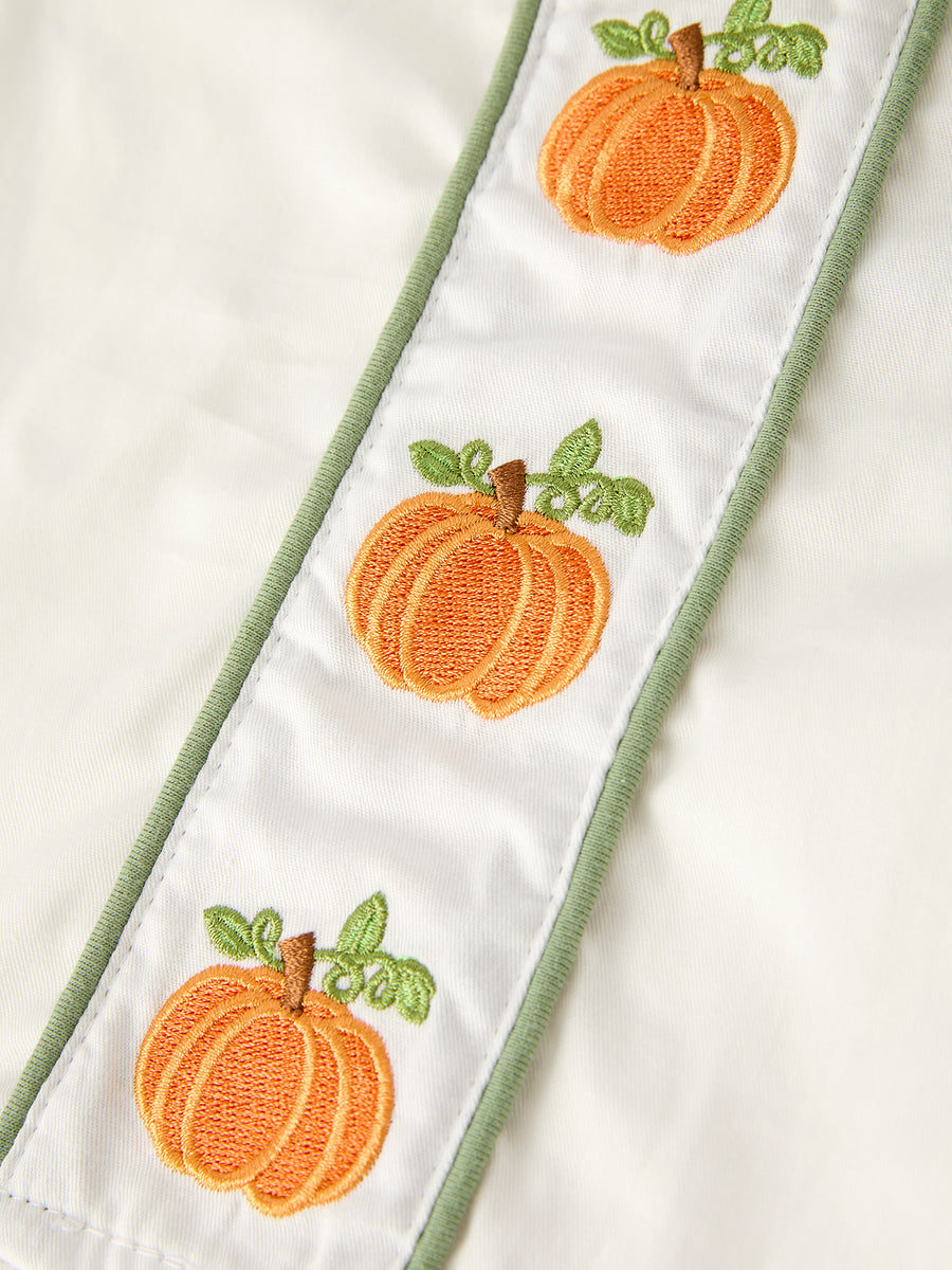 Fall Halloween & Thanksgiving Applique Plaid Boys Bloomers Romper Set