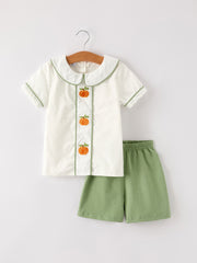 PREORDER Thanksgiving & Halloween Pumpkin Applique Boy's Set