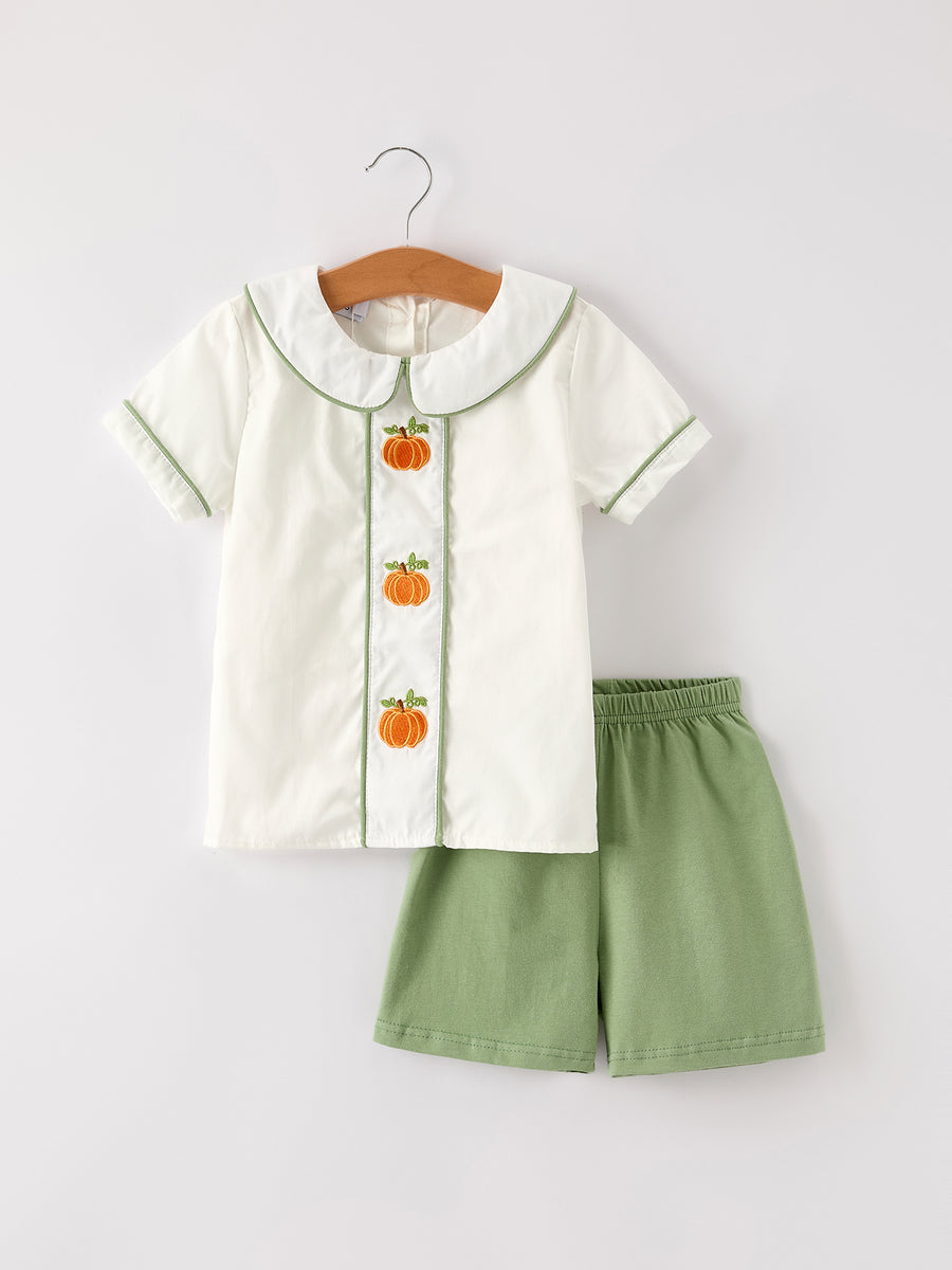 PREORDER Thanksgiving & Halloween Pumpkin Applique Boy's Set
