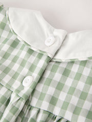PREORDER Fall Halloween & Thanksgiving Pumpkin Applique Plaid Green Girls Dress
