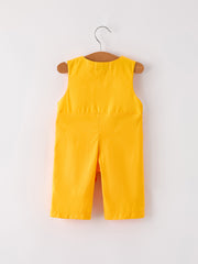 Fall Halloween & Thanksgiving Turkey Nuts Smock Embroidered Yellow Boys Romper