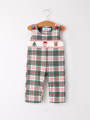 PREORDER Christmas Jonjon Plaid Smocking Embroidered Boys Romper