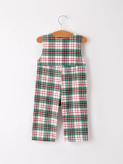 PREORDER Christmas Jonjon Plaid Smocking Embroidered Boys Romper