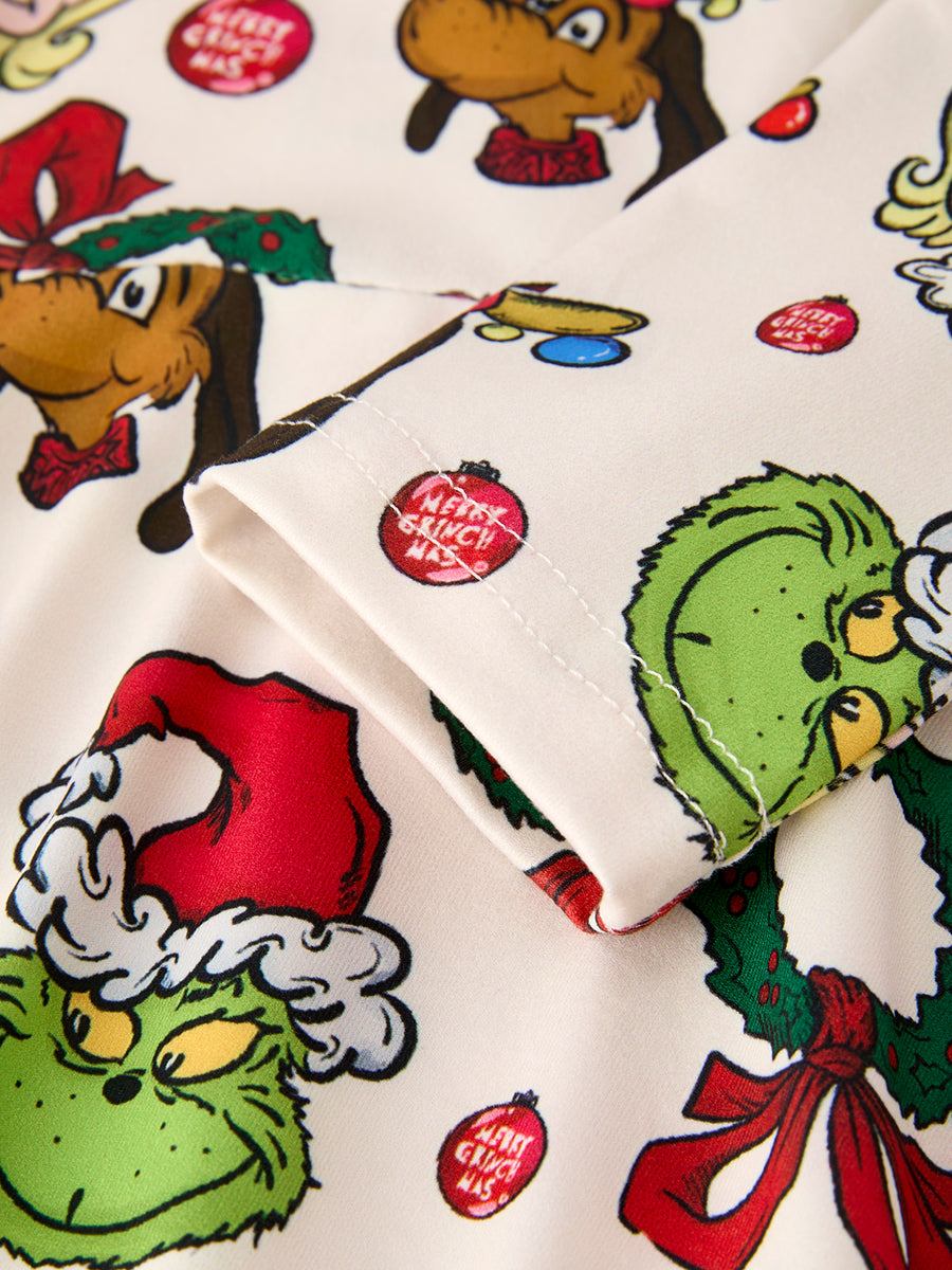 Winter Christmas Character Colorful Print  Girls Dress