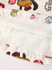 Winter Christmas Character Colorful Print  Girls Dress