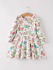 Winter Christmas Nutcracker Print Girls Dress