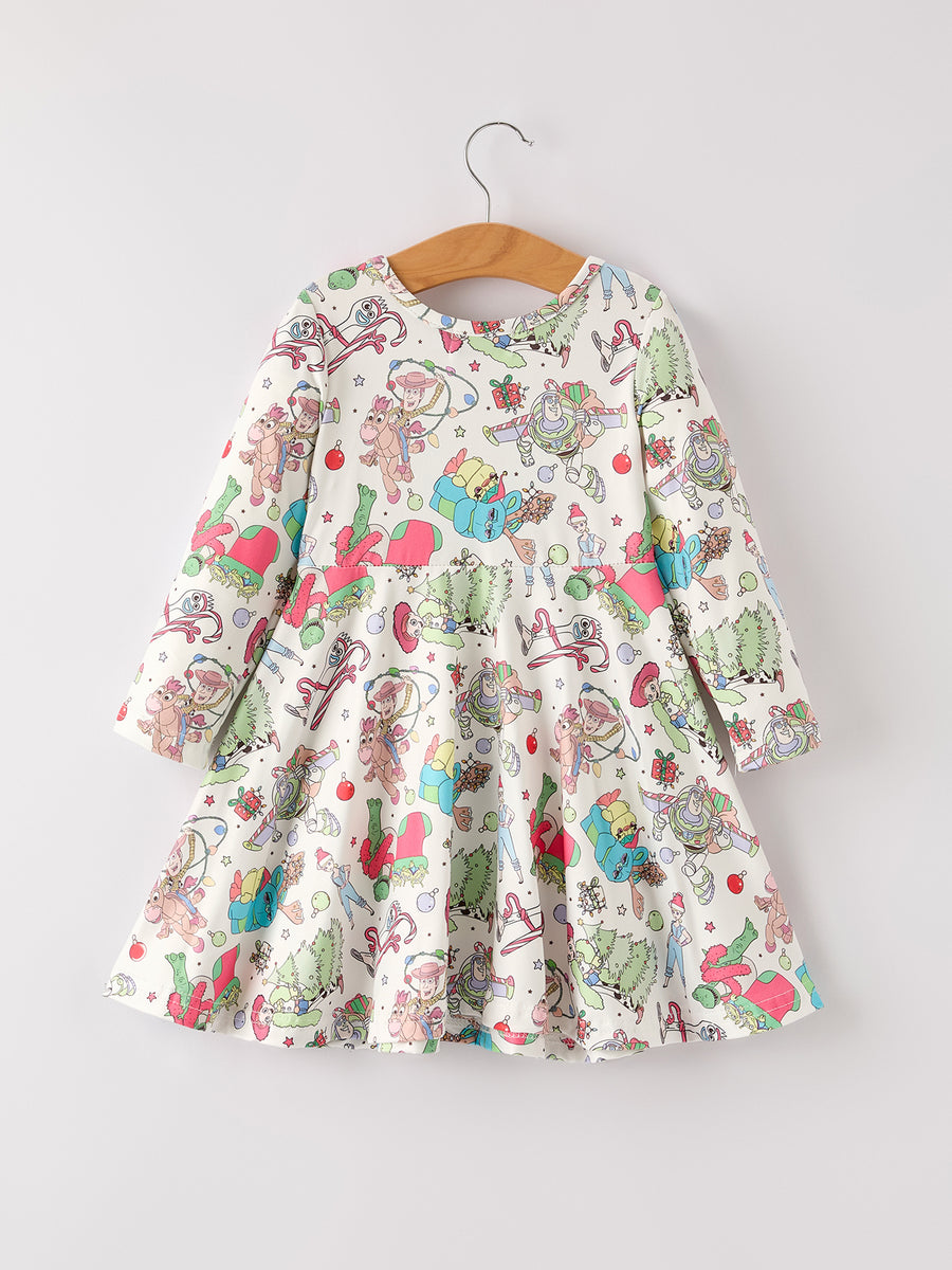 Winter Christmas Nutcracker Print Girls Dress