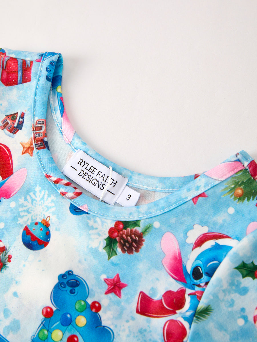Winter Christmas Character Gift Print Girls Dress