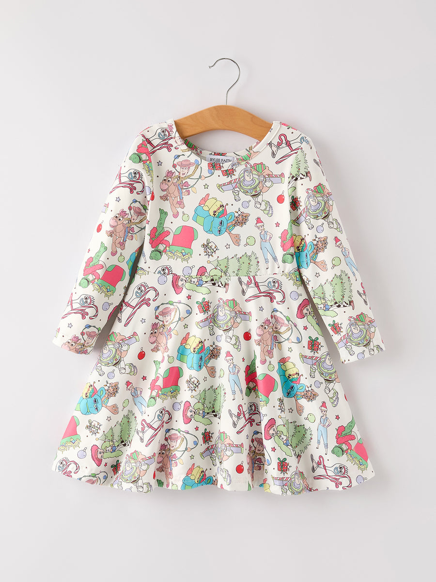 Winter Christmas Nutcracker Print Girls Dress
