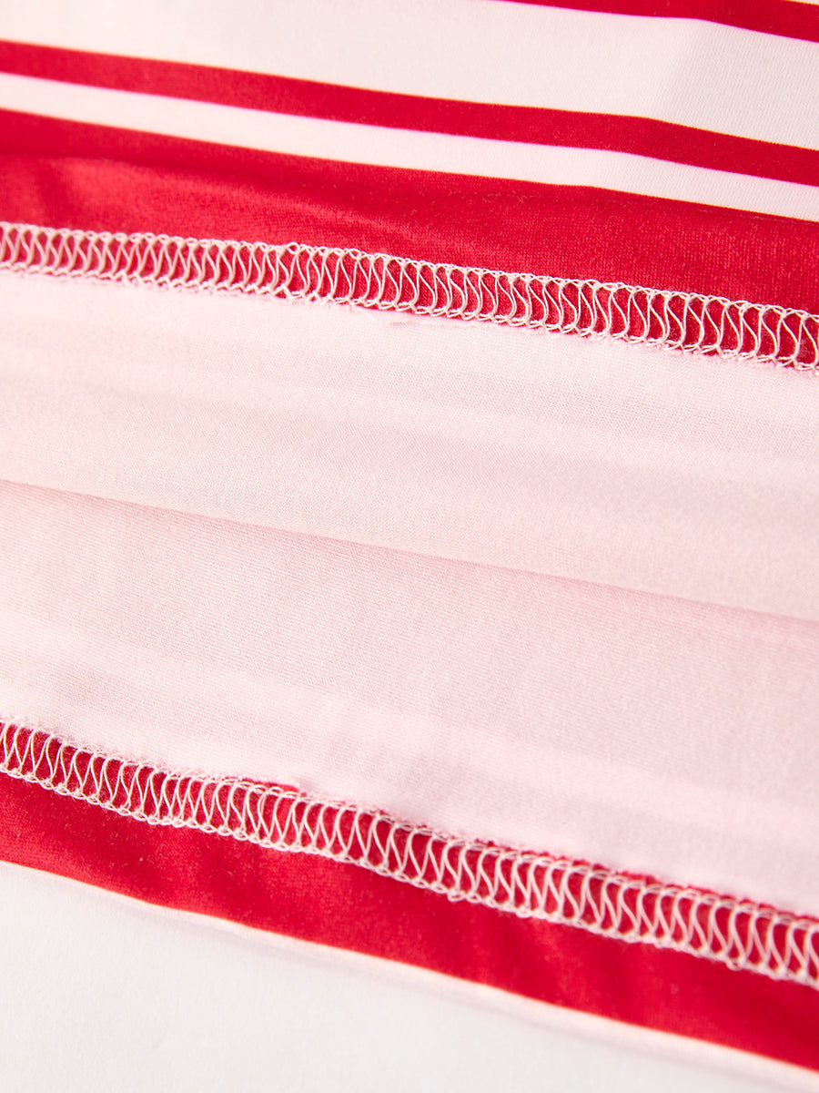 Christmas Santa Character Stripe Print Dress Set (3 Pieces)