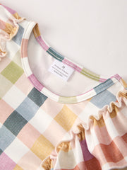 PREORDER Fall Thanksgiving Plaid Long Sleeve Girls Dress