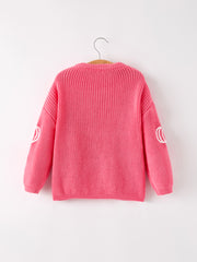 Fall Girls Thanksgiving Halloween Pumpkin Pink Pullover Sweater