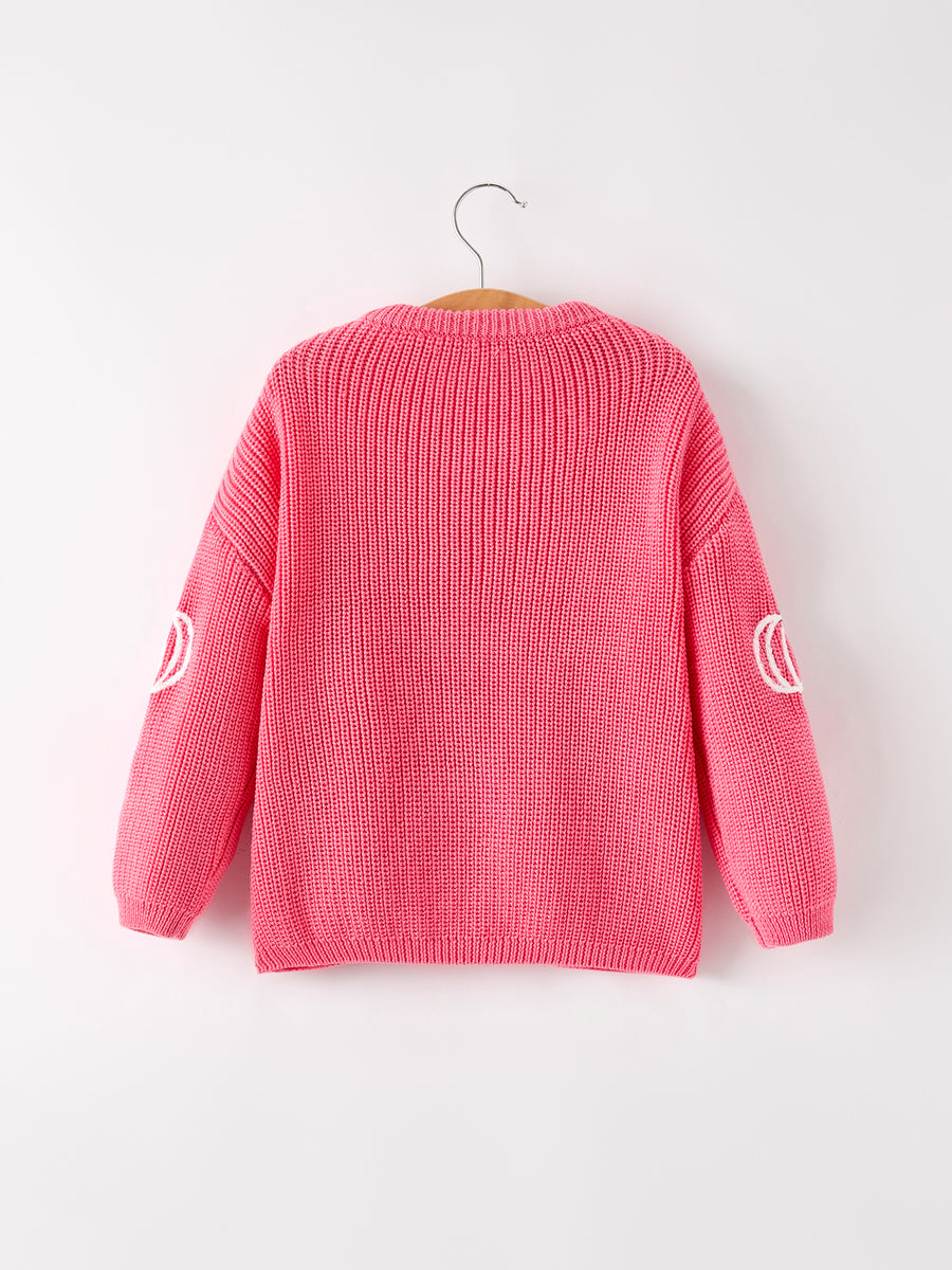 Fall Girls Thanksgiving Halloween Pumpkin Pink Pullover Sweater