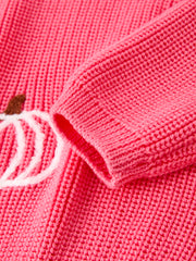 Fall Girls Thanksgiving Halloween Pumpkin Pink Pullover Sweater