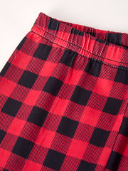 Winter Christmas Santa Claus Print Casual Plaid Girls Set