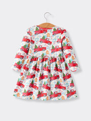 Winter Christmas Print Holiday Casual Girls Dress