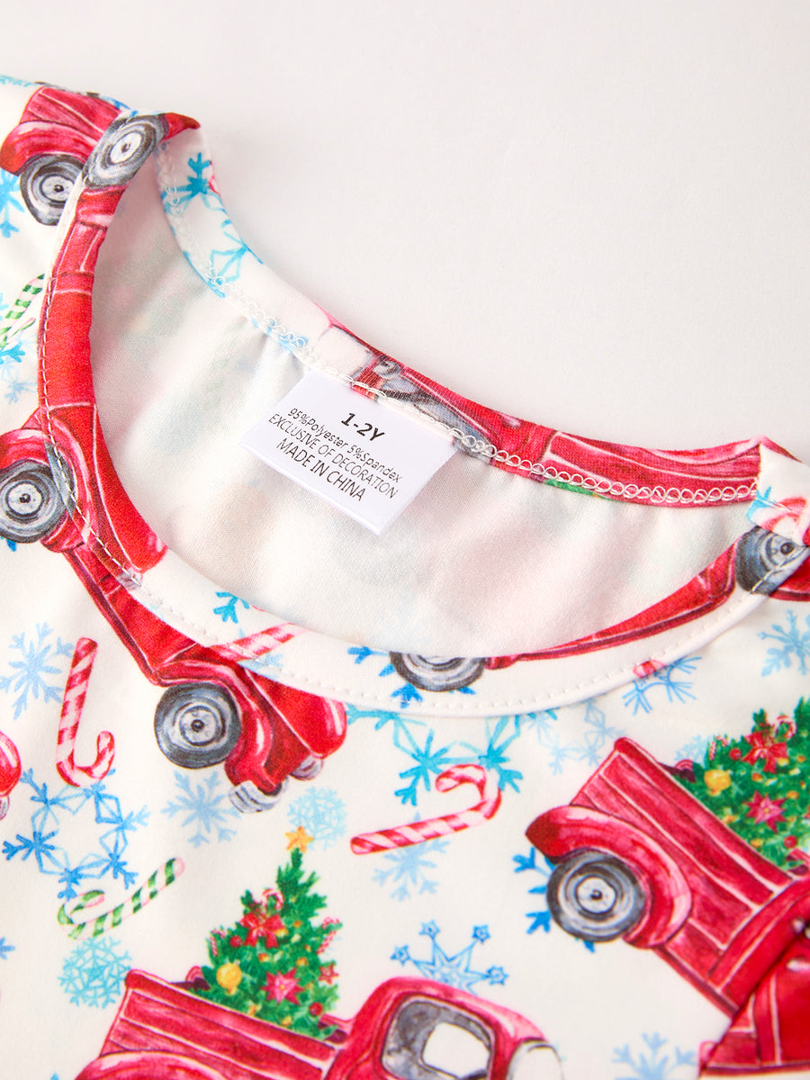 Winter Christmas Print Holiday Casual Girls Dress