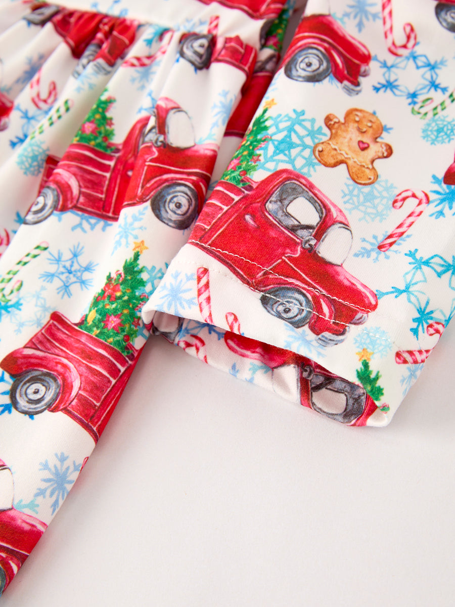 Winter Christmas Print Holiday Casual Girls Dress