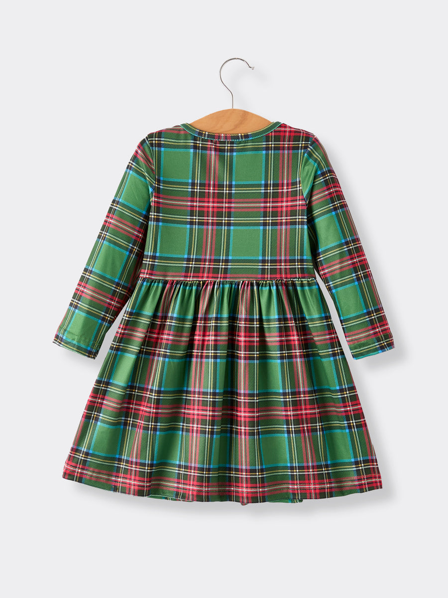Winter Christmas Print Holiday Casual Girls Dress