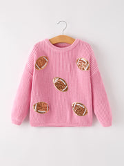 Winter Christmas Pink Football Girls Pullover Sweater