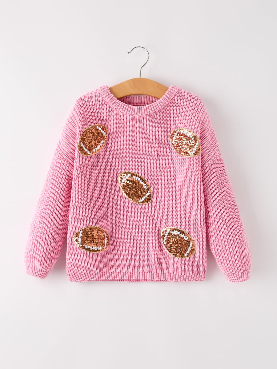 Winter Christmas Pink Football Girls Pullover Sweater