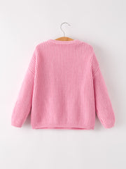 Winter Christmas Pink Football Girls Pullover Sweater
