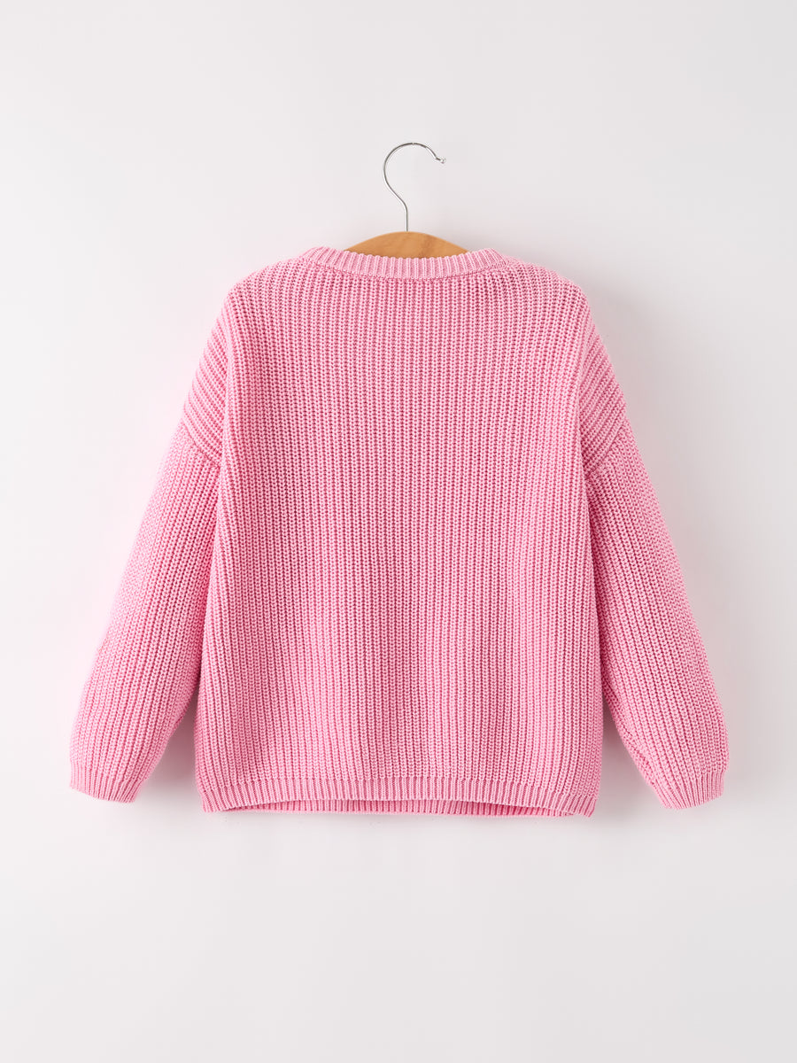 Winter Christmas Pink Football Girls Pullover Sweater