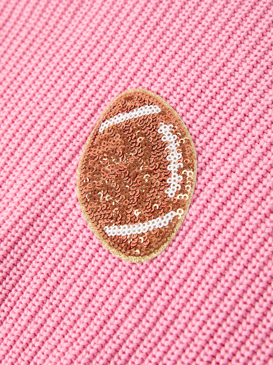 Winter Christmas Pink Football Girls Pullover Sweater