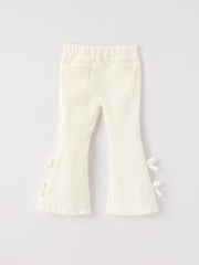 Christmas Charming White Bell Bottom Pants with Cute Bows