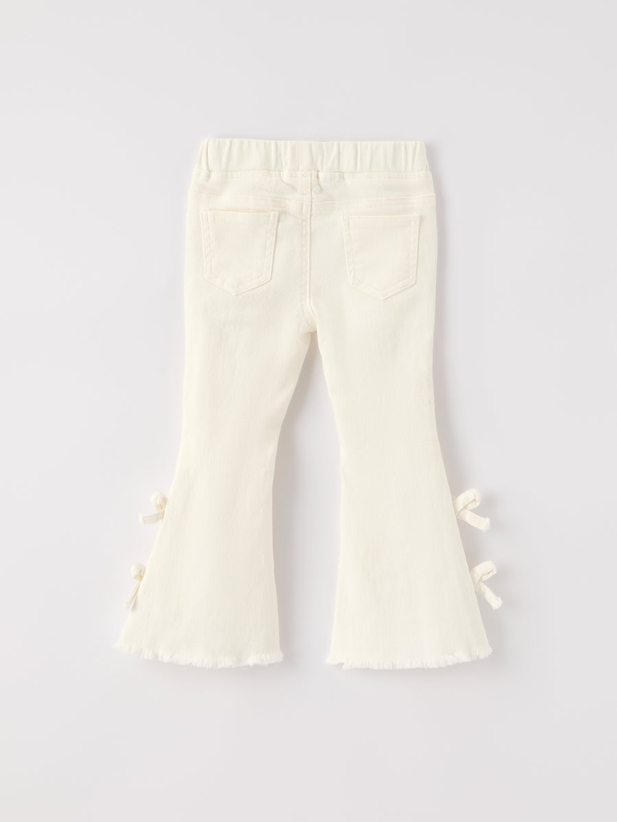 Christmas Charming White Bell Bottom Pants with Cute Bows