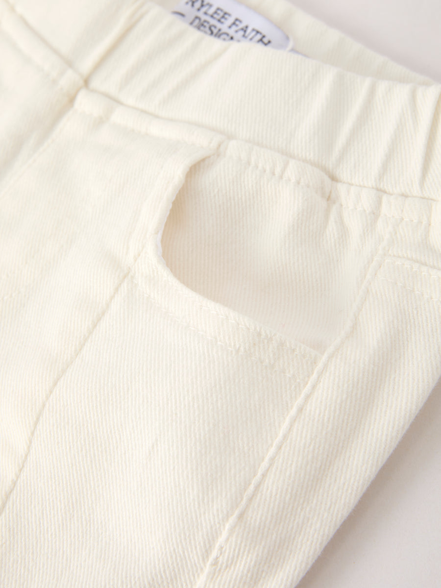 Christmas Charming White Bell Bottom Pants with Cute Bows