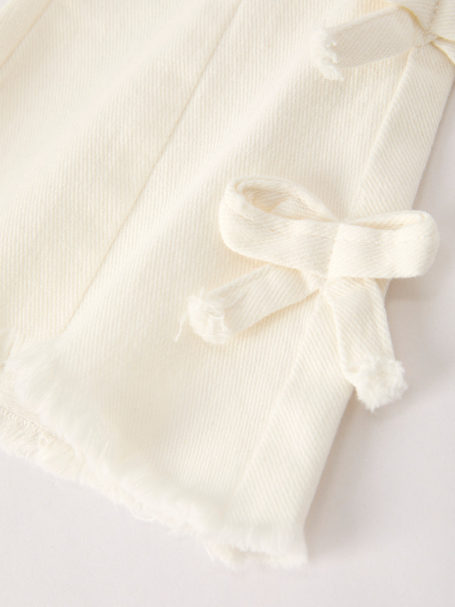 Christmas Charming White Bell Bottom Pants with Cute Bows