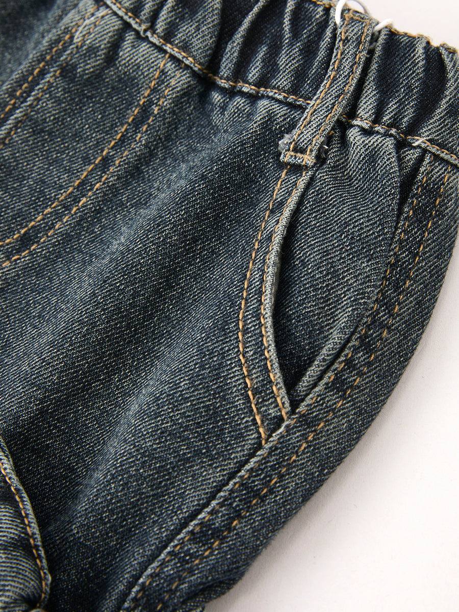 Girls Bow Stretch Wide-Leg Jeans