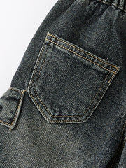 Girls Bow Stretch Wide-Leg Jeans