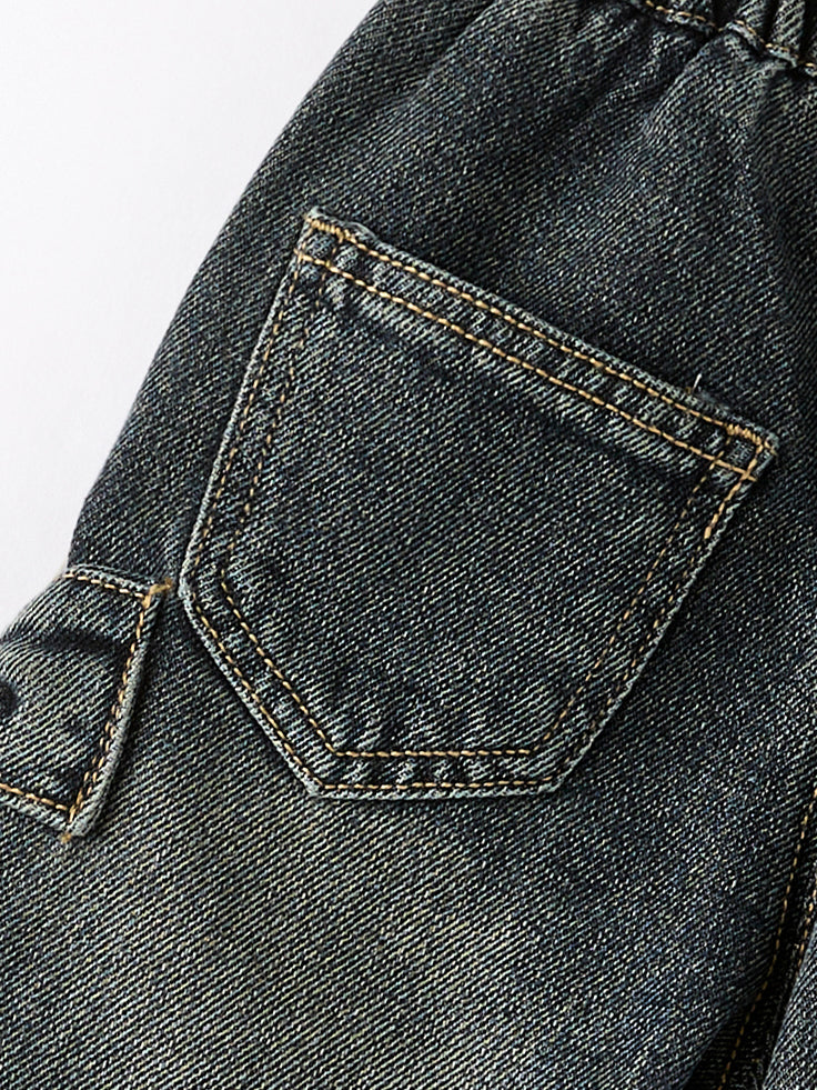 Girls Bow Stretch Wide-Leg Jeans