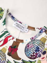 Festive Holiday Christmas TS Print Girls Dress