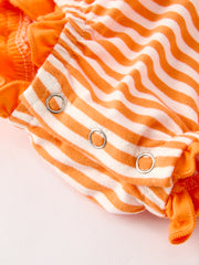 Halloween Striped Baby Girls Romper with Cat Smocking Embroidery –  Perfect for Fall