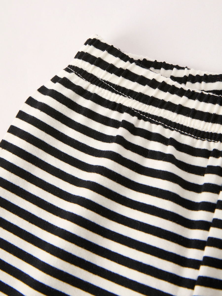 Halloween Striped Boy Set with Cat Smocking Embroidery –  Perfect for Fall