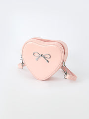 Christmas and Valentine's Sweet Heart-Shaped Crossbody Girls Bag with Bow