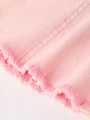 Pink Bell Bottom Jeans – Frayed Hem with Cargo Pockets