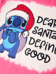 Christmas Character Print Pink Girls Set