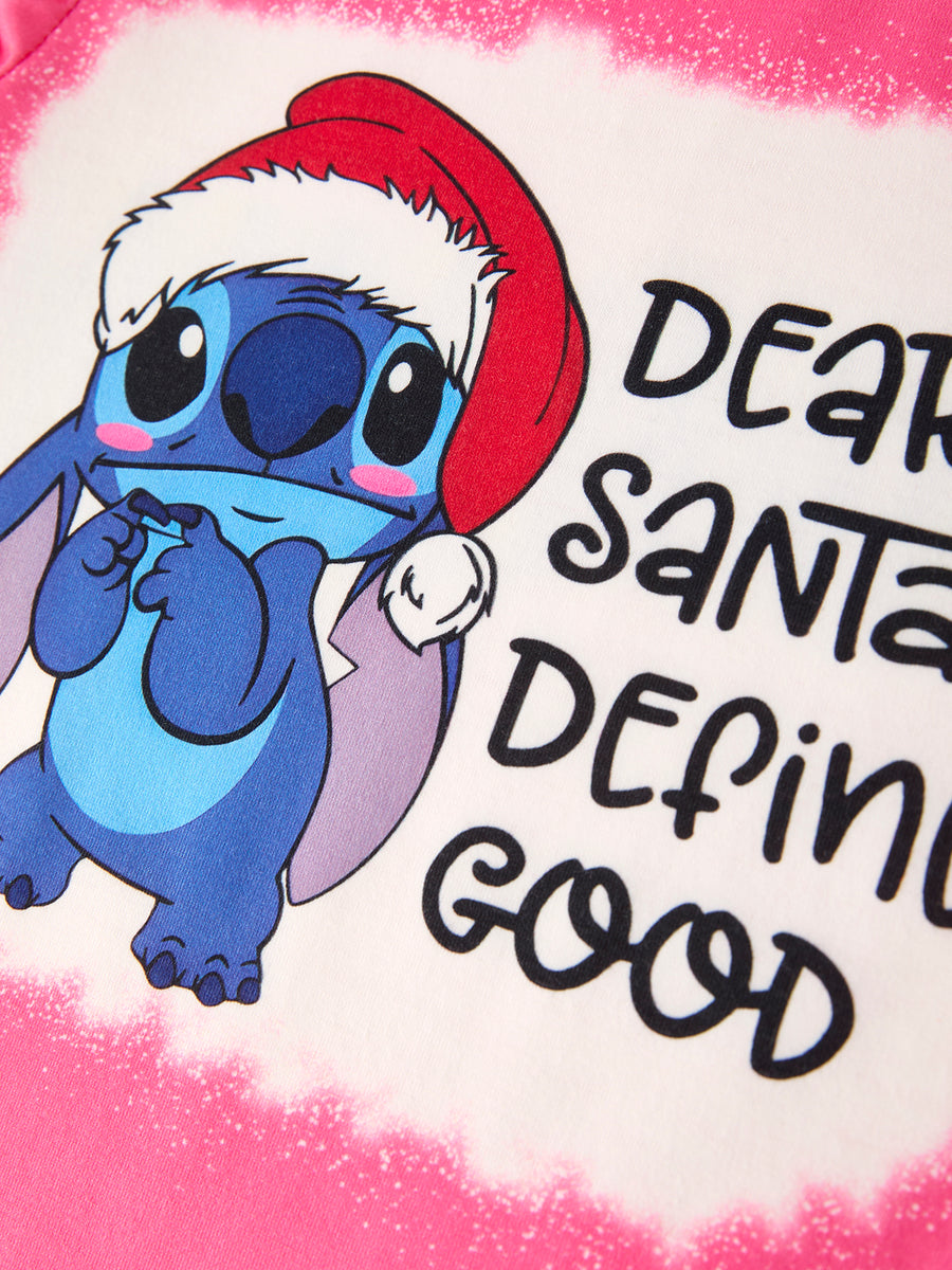 Christmas Character Print Pink Girls Set