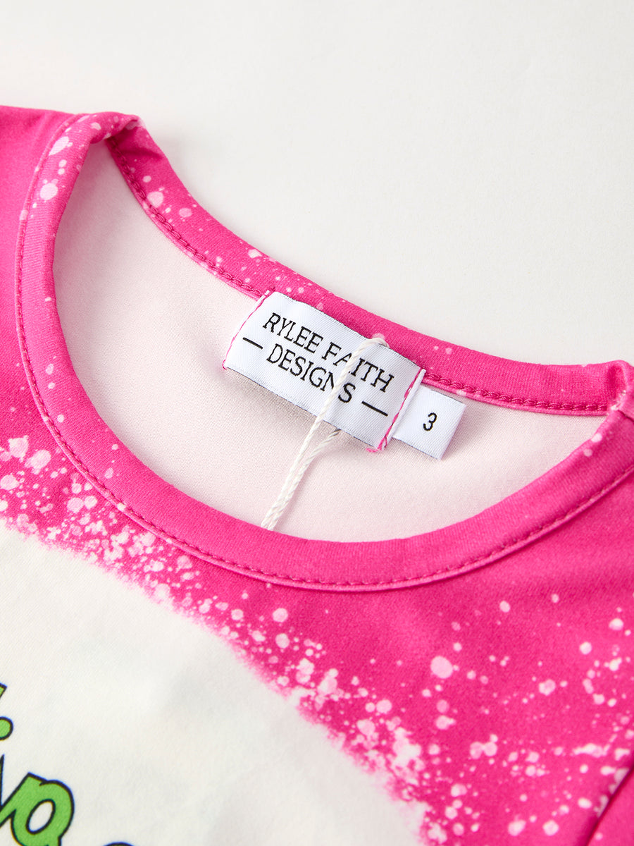 Christmas Character Outfit Set for Girls – Pink Long Sleeve Top & Flare Pants