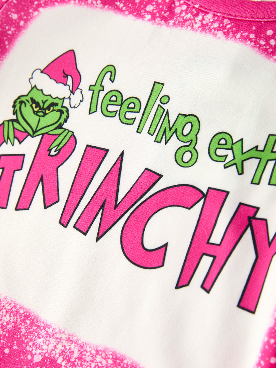 Christmas Character Outfit Set for Girls – Pink Long Sleeve Top & Flare Pants