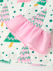 Christmas Tree Ruffles Girls Pajamas