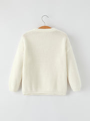 Girls Bow White Pullover Sweater