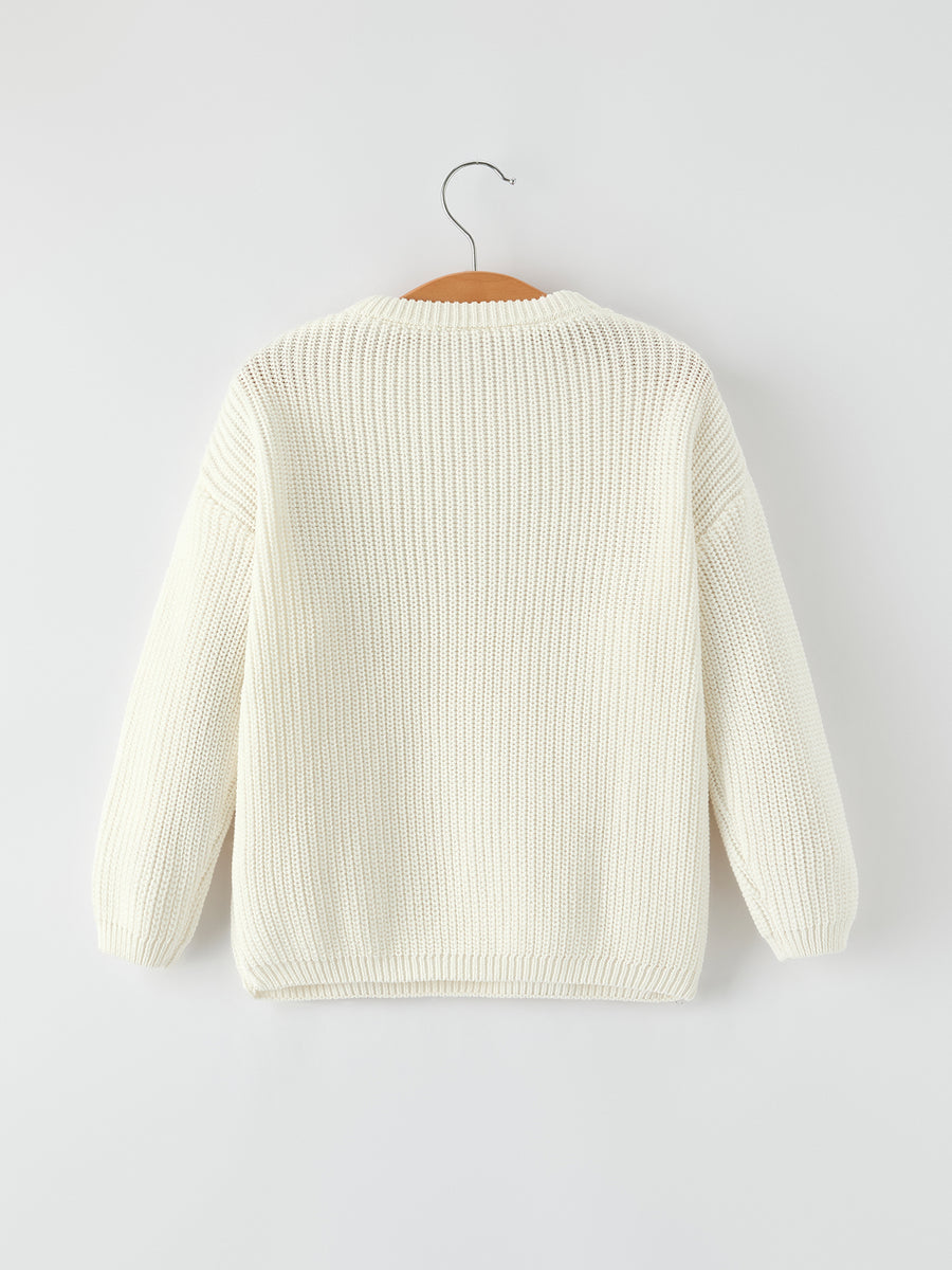 Girls Bow White Pullover Sweater