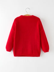 Red Christmas Girls “merry” Pullover Sweater