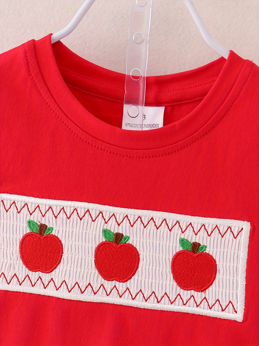 Back to school season boy's Apple Smocking Embroidery Set